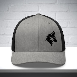 Embroidered Wolf Hat, wolf dad hat, wolf head trucker hat, wolf hat for camping, gift for wolf lovers, wolf hiking hat, wolf head hat gift