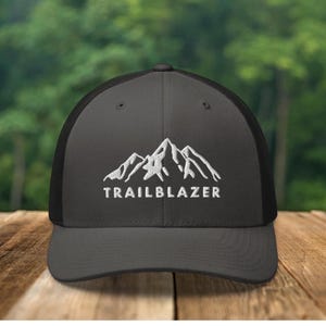 Embroidered Mountain Hat, camping hat gift, trucker hat mountain, mountain bike hike, outdoors hat for dad, hiking hat, men's adventure hat