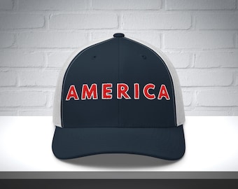 Gestickter Amerika Hut, trendiger patriotischer Hut, süßer 4. Juli Hut, Trucker Hut mit amerikanischer Flagge, Unabhängigkeitstag Hut, roter, weißer und blauer Hut