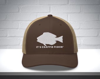 Embroidered Crappie Fishing Hat, crappie fishing gift, fishing trucker hat, gift for him, fishing hat for dad, fisherman gift, fishing gifts