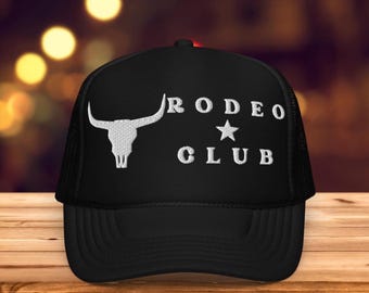 Embroidered Rodeo Club Hat, rodeo trucker hat, rodeo rope hat, cute summer hat, country concert hat, rodeo mom hat, cowgirl hat, western hat