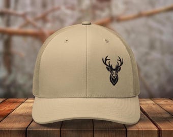 Embroidered Deer Hunting Hat, hunting deer trucker hat, deer hunting hats for dad, hunting season gift for him, blaze orange hunting hat