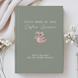 Dragon baby shower guest book personalized name journal wishes for baby book