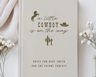 Baby shower guest book western themed a little cowboy is on the way boy custom name journal cowboy baby shower