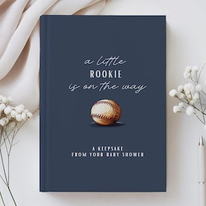 Baby shower guest book vintage baseball boy custom name journal sport theme baby shower decor
