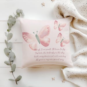 Pink butterfly nursery Pillow with poem - Baby shower gift girl, little girl room decor