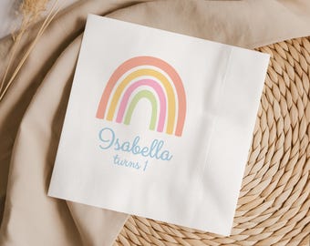 Servilletas de colores arcoíris para baby shower y decoración de mesas para fiestas de cumpleaños.
