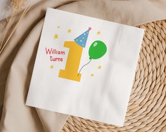 Personalized it's fun to be one birthday decor first birthday napkins  boy 1st birthday decoration
