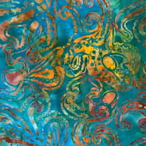 Beautiful Teal, Gold, Rust Batik image 6