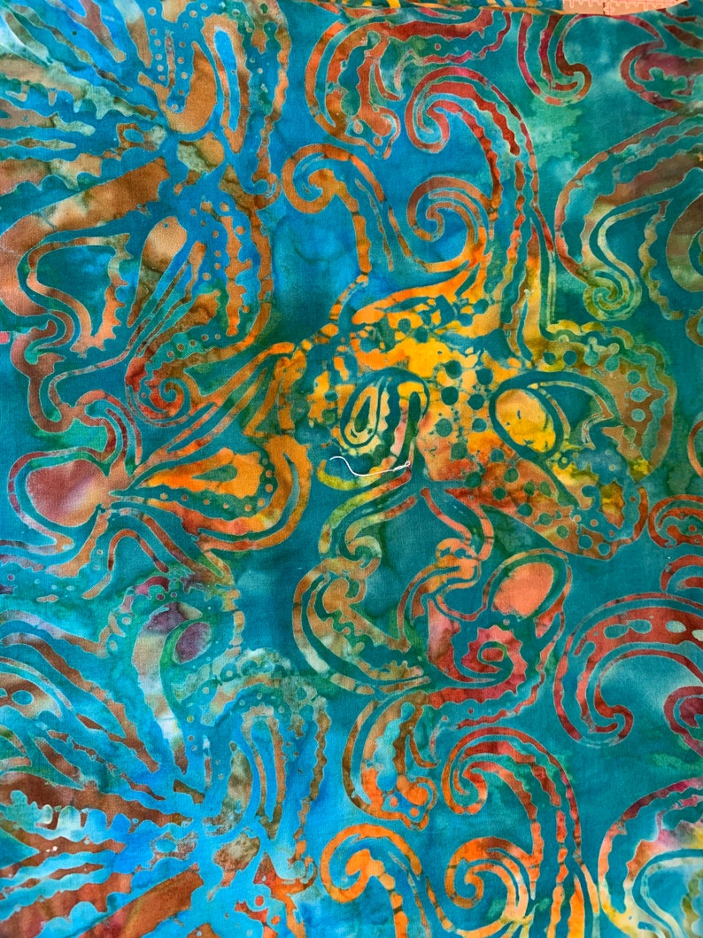 Beautiful Teal, Gold, Rust Batik image 6