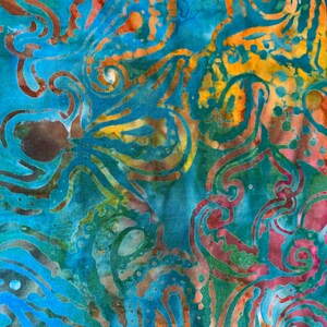 Beautiful Teal, Gold, Rust Batik image 3