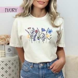 Boho Wildflowers Cottagecore Shirt, Gift For Her, Comfort Colors®, Whimsigoth, Plant Shirts, Floral Shirt, Gift For Women, Flower T-Shirt