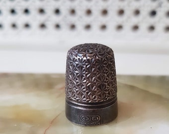 Silver and Steel Thimble 'Dorcas' by Charles Horner-late 1800s Size 8