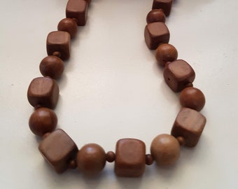 Vintage ketting - Vintage houten kralen ketting - 30 inch