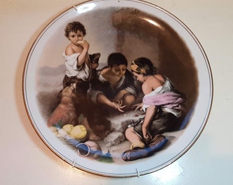 Assiette décorative italienne vintage - Enfants jouant