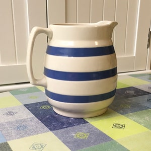 Staffordshire Jug - Milk or Water Jug - Staffordshire Chef Ware Blue and White Large Jug