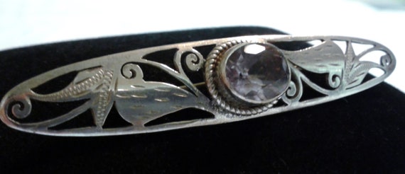 Vintage Scottish Brooch-Silver Colored Bar Brooch… - image 3