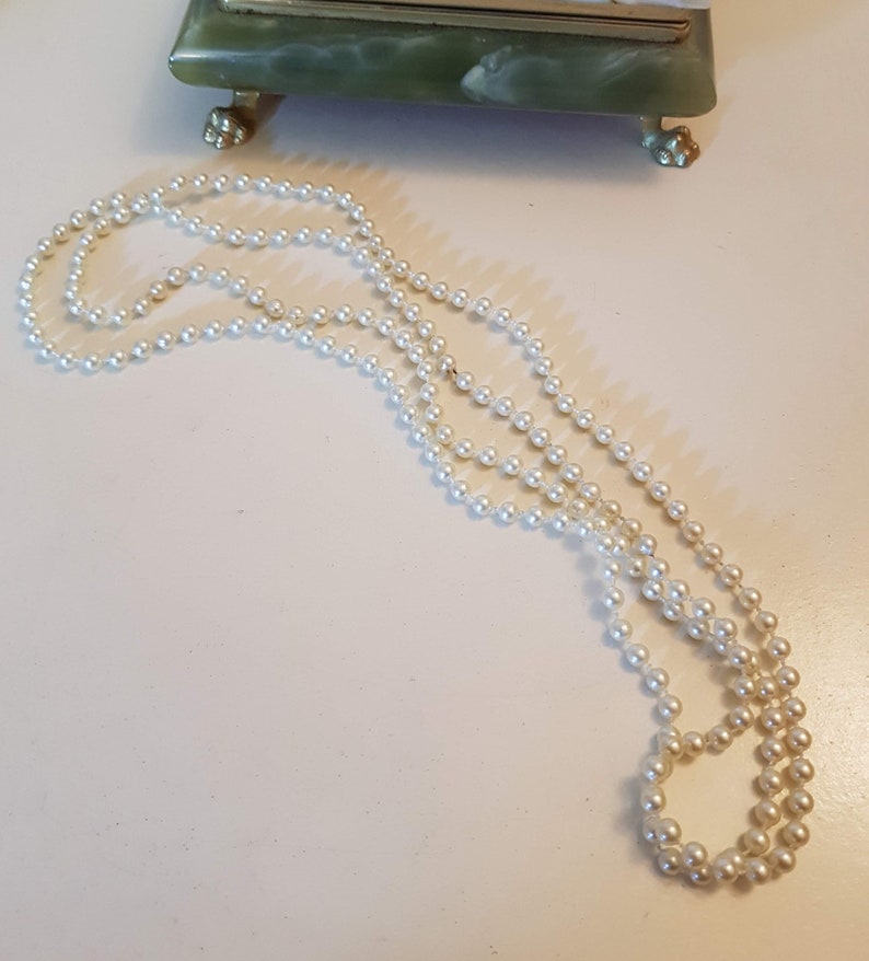 Pearl-like Bead Necklace Extra Long Strand Necklace