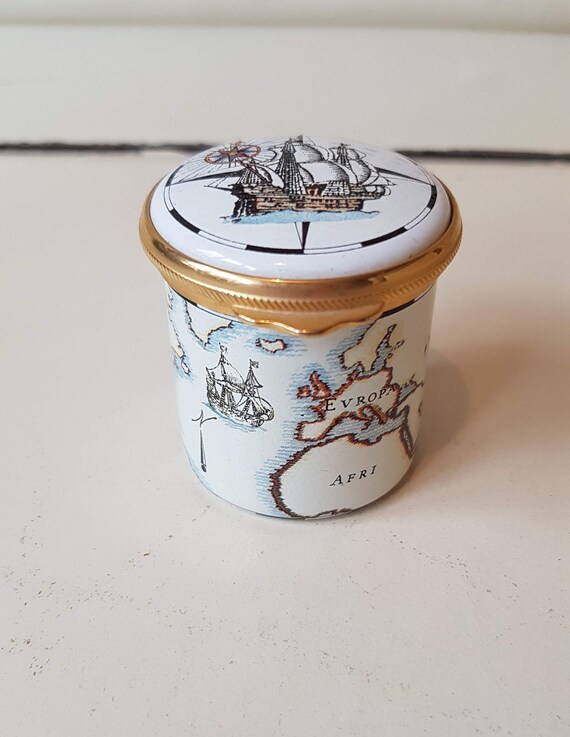 Vintage Alastor Enamel Trinket Box World Globe Canister - Etsy