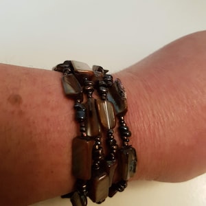 Vintage Bead Bracelets - Brown Beaded Bracelets-Set of Four