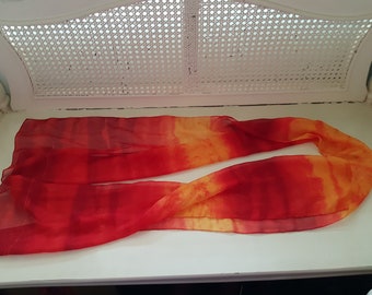 Vintage Italiaanse rood en oranje tie-sterven sjaal
