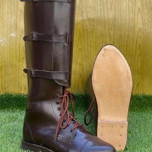 Brown Leather Horse Riding Boots With Three Buckles | Handmade Leather Boots | Long Boots | Fashion Boots for Men & Women