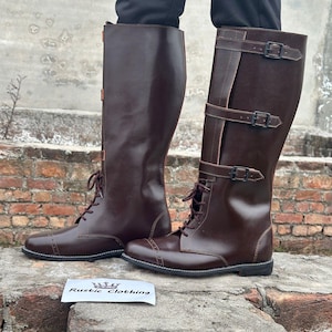 US M40 Cavalry Three Buckle Boot, Brown Leather Horse Riding Boots With Three Buckles | Handmade Leather Boots  Fashion Boots for Men