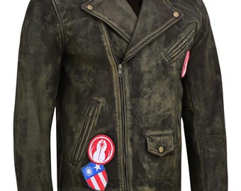 Inspired by the apocalyptic retro-futuristic style Fallout leather Jacket distressed finish