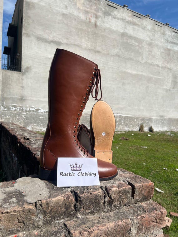 Dark Brown Leather Long Boot With Leather Sole. Riding Boots  display picture 1