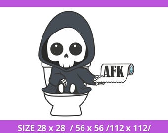 Animerad Twitch-emote, läskig spöklik AFK-ansikte med kniv, kawaii spökansikte, HYPE, animerad Halloween-emote för döda mördare