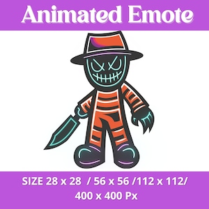 Animated Twitch Emote spooky Ghostie fred with Knife, Scary face, Dead Killer Halloween  Halloween animated emote halloween emote