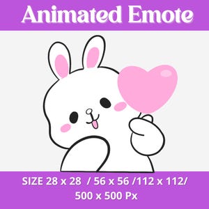 Cute Bunny Animated Emote | Heart emote | Love emoji | Kawaii White Rabbit Emoji for Twitch, Discord, Youtube