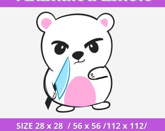 Cute Polar Bear Animated Emote | Knife emote | Little Polar Bear Emoji for Twitch, Discord, Youtube, Kick | Ready to use GIF