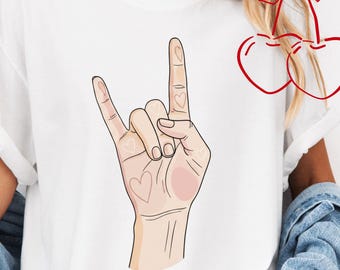 Love Hand SVG PNG | Minimalist Valentine Line Art (Digital Download)