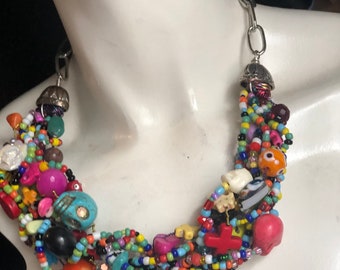 Day Of The Dead OOAK statement necklace