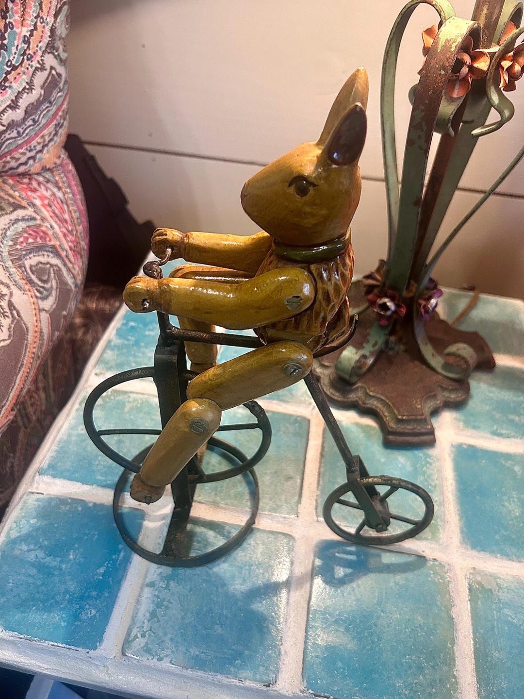 Lp Cover Rabbit Riding A Bike Rack Rabbit-wood-riding Bike. Vintage 1999. Rabbit is Jointed and Stands ...