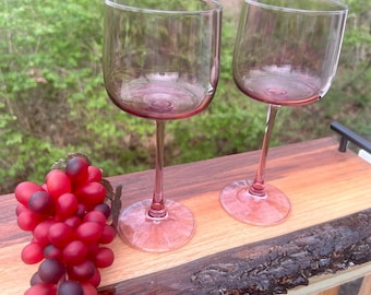 My Place wine glasses-set of two-Pink tinted. Vintage early 2000’s.