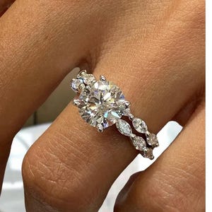 3.50ct Round Cut Diamond Proposal Ring, Certified E/VVS2 Lab Grown Diamond, Solid 14K White Gold Ring Set, Wedding Engagement Jewelry Gift