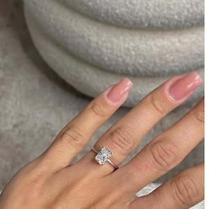 Elegant 1.50 Carat Radiant Cut Lab Grown Diamond Engagement Ring / IGI Certified D-VVS2 / Solitaire Diamond Ring 14k White Gold / Thin Band