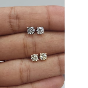 14K 0.50 Ct Diamond Earrings, 14K Gold Lab Grown Diamond Earrings, VS Diamond Studs