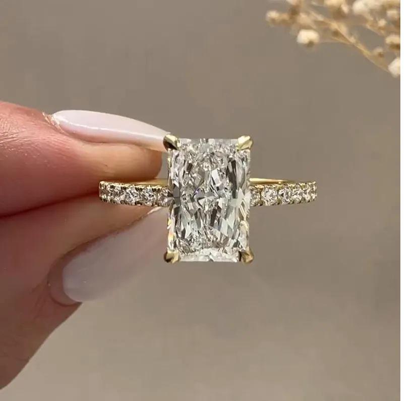 2ct Radiant Cut Hidden Halo Lab Grown Diamond Engagement Ring 14k ...