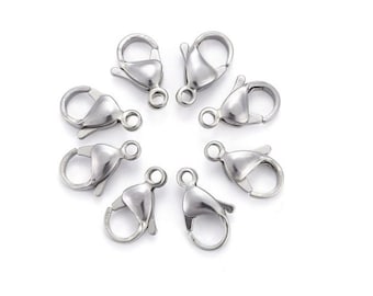 Lobster Claw Clasps - 304 Stainless Steel - Choose Size and Quantity