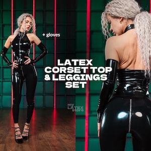 Only Latex Zipper Corset Top for Woman image 7