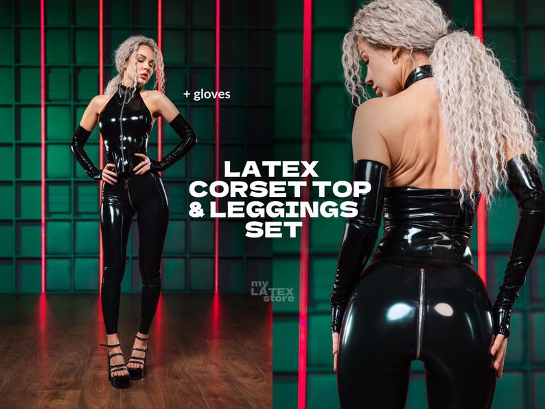 Only Latex Zipper Corset Top for Woman image 7