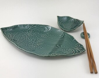 Sushi Set, Ceramic Sushi Set, Handmade Pottery, Tableware, Serving Platter