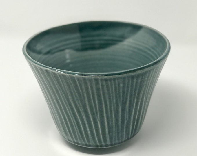 Pottery Serving Bowl-Stoneware Bowl-Handmade Bowl-Teal Ceramic Bowl-Ready to Ship