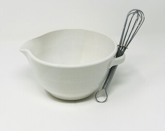 Pottery Mixing  Bowl-Mini Mixing Bowl-Batter Bowl-White Pottery-Ready to Ship