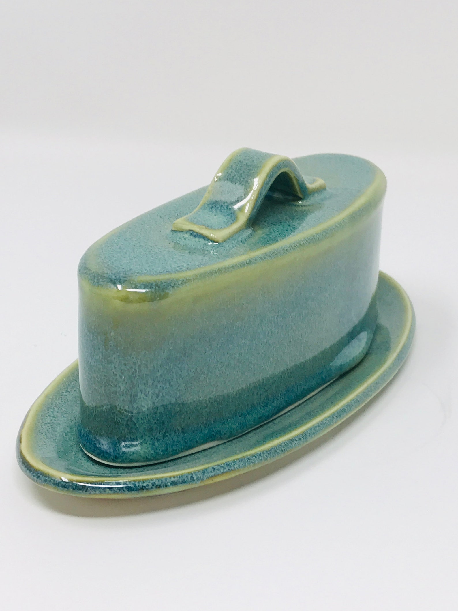 Covered Ceramic Butter Dish, Mini Butter Dish, Half Stick Butter Dish