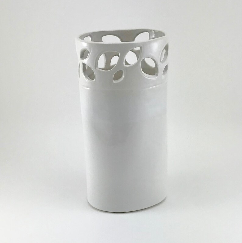 White Ceramic Vase Pottery Vase Handmade Cylinder Vase Etsy