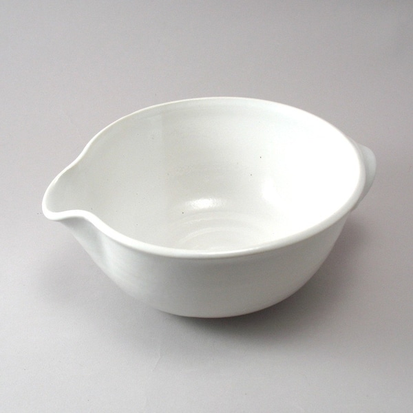 Pottery Batter Bowl-Stoneware Mixing Bowl-Small Mixing Bowl-Ceramic Batter Bowl-White Bowl-Ready to Ship